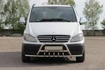 Кенгурятник WT004-Plus з вусами (нерж.) для Mercedes Vito W639 2004-2014 рр - 1