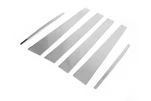 Молдинг дверних стійок (6 шт, нерж) для Mitsubishi L200 2006-2015 рр - 1