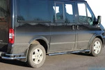 Бічні труби BB002 (2 шт., нерж.) 70 мм, L1 (коротка) для Ford Transit 2000-2014 рр - 1