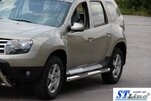 Бічні труби з втавками (2 шт., нерж.) для Dacia Duster 2008-2018 рр - 2