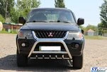 Кенгурятник WT003 (нерж) для Mitsubishi Pajero Sport 1996-2007 рр - 2