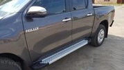 Бокові пороги Allmond Grey (2 шт., алюміній) для Toyota Hilux 2015- рр - 2