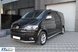 Нижня одинарна губа (нерж) 60 мм для Volkswagen T5 2010-2015 рр - 4