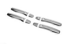 Накладки на ручки 2008-2015 (4 шт, нерж) 4 місця під кнопку, OmsaLine - Італійська нержавійка для Toyota Land Cruiser 200