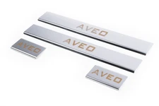 Накладки на пороги Carmos V1 (4 шт, нерж.) для Chevrolet Aveo T300 2011-2020 рр