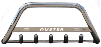 Кенгурятник з написом WT004 (нерж.) для Renault Duster 2018-2024 рр
