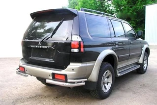 Задні подвійні куточки (2 шт, нерж) для Mitsubishi Pajero Sport 1996-2007 рр