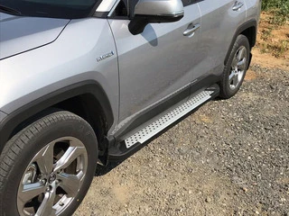 Бокові пороги Allmond Grey (2 шт., алюміній) для Toyota Rav 4 2019- рр