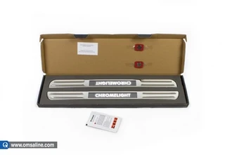 Накладки на пороги з підсвічуванням (2 шт, нерж) для Ford Courier 2014-2023 рр