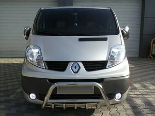 Кенгурятник WT003-4 (нерж.) З написом для Renault Trafic 2001-2015 рр