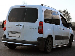Задній захист AK002 (нерж.) 60 мм для Peugeot Partner Tepee 2008-2018 рр