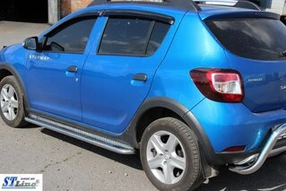 Бокові пороги KB001 (нерж) 60 мм для Renault Sandero 2013-2022 рр