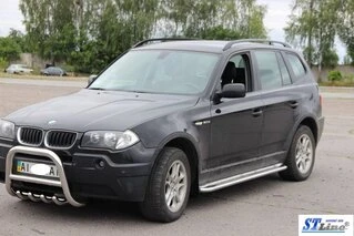 Бокові пороги KB001 (нерж) 60 мм для BMW X3 E-83 2003-2010 рр