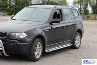 Бокові пороги KB001 (нерж) 60 мм для BMW X3 E-83 2003-2010 рр