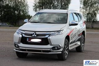 Передній захист ST016 (нерж) для Mitsubishi Pajero Sport 2015- рр