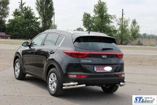 Задній захист куточки подвійні AK003-подвійний (нерж) для Kia Sportage 2015-2021 рр