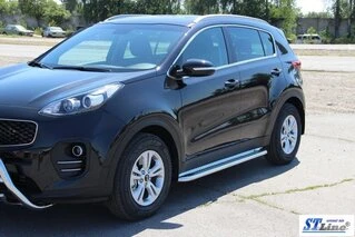 Бокові пороги KB001 (2 шт., нерж) 60 мм для Kia Sportage 2015-2021 рр