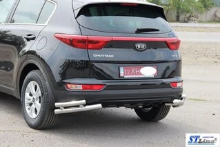 Задній захист куточки подвійні AK003-подвійний (нерж) для Kia Sportage 2015-2021 рр