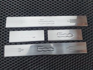 Накладки на пороги 500L (Carmos, 4 шт, нерж) для Fiat 500/500L