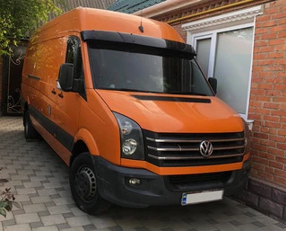 Козирок на лобове скло на рамі V2 (чорний глянець, 5мм) для Volkswagen Crafter 2006-2016 рр