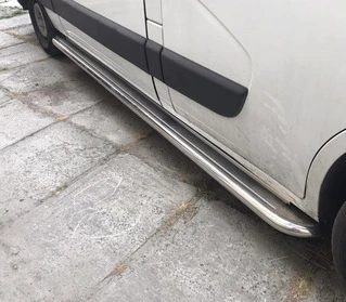 Бокові пороги Premium (2 шт., Нерж.) 60 мм, середня база для Renault Master 2011-2023 рр