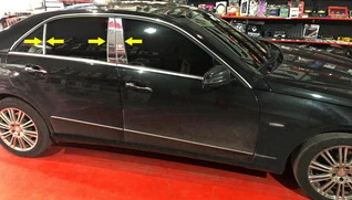 Молдинги дверних стійок (6 шт, нерж) для Mercedes E-сlass W212 2009-2016рр