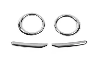 Окантовка протитуманок зі смужками (2010-2015, 4 шт., нерж.) OmsaLine - Італійська нержавійка для Fiat Doblo II рр