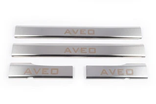 Накладки на внутрішні пороги Carmos V1 (4 шт, нерж.) для Chevrolet Aveo T250 2005-2011 рр