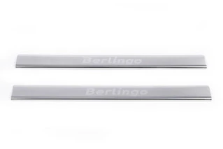 Накладки на пороги Carmos V1 (нерж) Тільки передні двері (2 шт) для Citroen Berlingo 2008-2018 рр