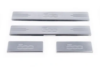 Накладки на пороги 500L (Carmos, 4 шт, нерж) для Fiat 500/500L