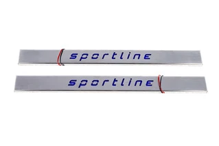 Накладки на дверні пороги LED короткі (2 шт, нерж.) для Mercedes E-сlass W124 1984-1997 рр