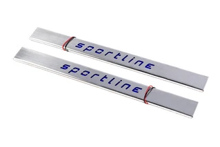 Накладки на дверні пороги LED короткі (2 шт, нерж.) для Mercedes E-сlass W124 1984-1997 рр