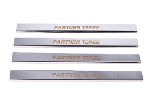 Накладки на пороги Carmos V1 (нерж) Передні та задні двері (4 шт) для Peugeot Partner Tepee 2008-2018 рр