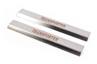 Накладки на пороги VIP (2 шт, нерж) Transporter для Volkswagen T5 2010-2015 рр