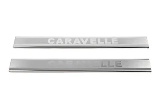 Накладки на дверні пороги VIP (2 шт, сталь) Caravella для Volkswagen T4 Caravelle/Multivan