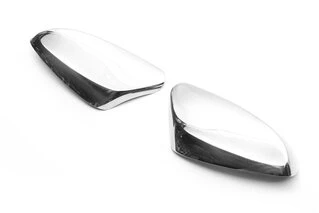 Накладки на дзеркала без вирізу під поворот (2 шт) Carmos - турецька сталь для Hyundai Accent 2011-2017 рр