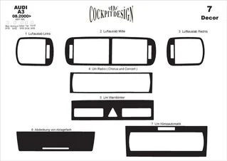 Накладки на панель (2000-2003) Титан для Ауди A3 рр