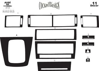 Накладки на панель Алюміній для Ауди A4 B6 2000-2004 рр