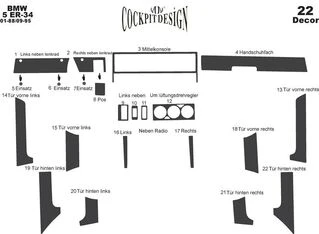 Накладки на панель Карбон для BMW 5 серія E-34 1988-1995 рр