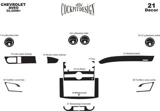 Накладки на панель (великий комплект) Чорний рояль для Chevrolet Aveo T250 2005-2011 рр