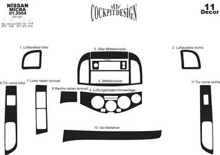 Накладки на панель Алюміній для Nissan Micra K12 2003-2010 рр