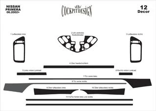 Накладки на панель Дерево для Nissan Primera P12 2002-2007 рр