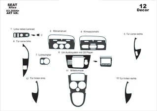 Накладки на панель (Великий комплект) Карбон для Seat Altea 2004-2015 рр