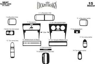 Накладки на панель Алюміній для Seat Leon 1999-2005 рр