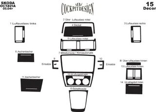 Накладки в салон Алюміній для Skoda Octavia II A5 2006-2010рр