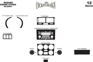 Накладки на панель Дерево для Suzuki Grand Vitara 2005-2017 рр