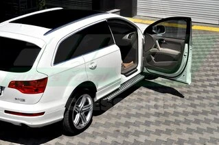 Бокові пороги Allmond Grey (2 шт., алюміній) для Ауди Q7 2005-2015 рр