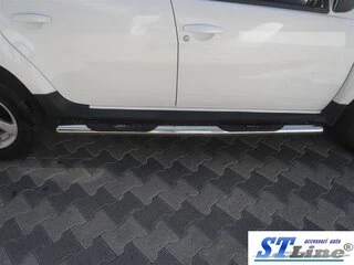 Бічні труби з вставками (2 шт., нерж.) для Renault Duster 2008-2017 рр