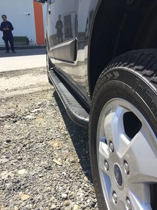 Бокові пороги Bosphorus Grey (2 шт., алюміній) Довга база для Ford Custom 2013-2022 рр