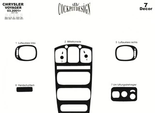 Накладки на панель (Meric) Чорний для Chrysler Voyager 2001-2007 рр